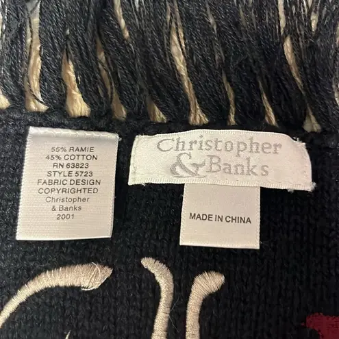 Christopher & Banks Cat Winter Scarf w/ Fringe Y2K 76” by 7.75” Cotton Blend