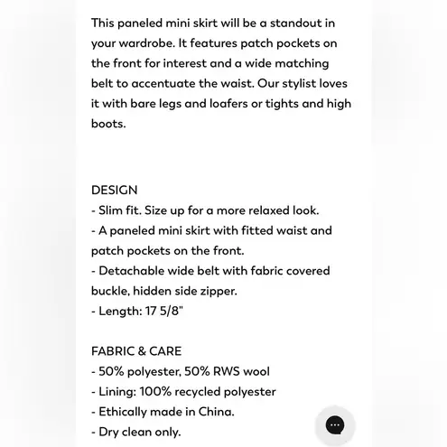 Amour Vert NWOT Ira Tweed Miniskirt Belted Grey Size 6