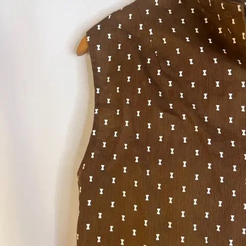 Koret of California Brown with Bows Button Front Tank Blouse Size Medium