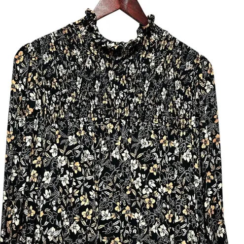 Avenue Whimsigoth Babydoll Dress 22/24 Black Floral Smocked Ruffle Neck Romantic