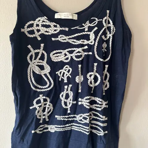 Stella McCartney Navy Blue Rope Knot Graphic Tank Top Size 40