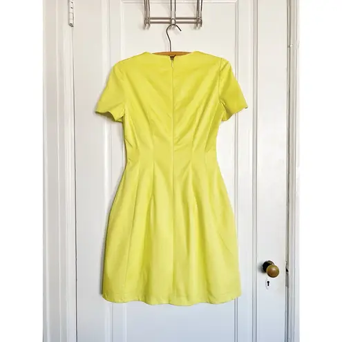 McGinn • Taylor Dress fit & flare polished cotton lemon yellow chartreuse Anthro Size 4