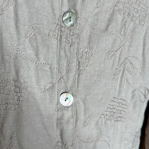 Longaberger Homestead Linen Embroidered Short Sleeve Basket Size Medium Tan