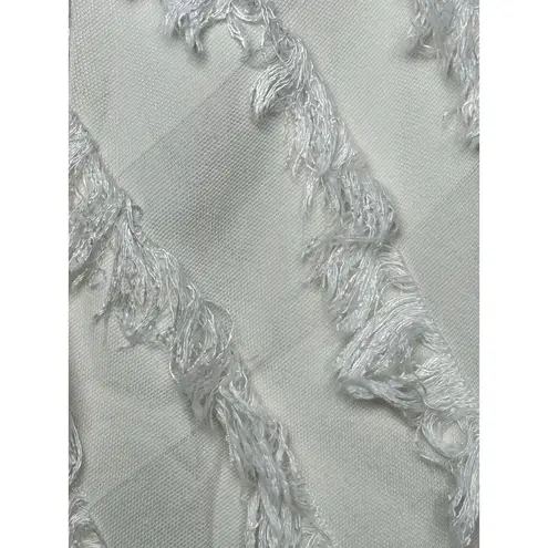 Rebecca Taylor Bias Fringe Blouse Size 6 Ivory Sleeveless