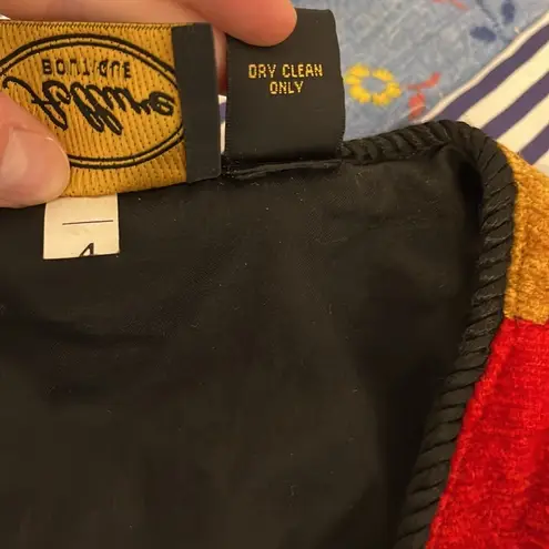 Vtg Allure Boutique Patchwork Painted Design Corduroy Jacket