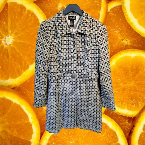 Taxi Collared Button Up Wool Blend Fitted Coat Size Large Black