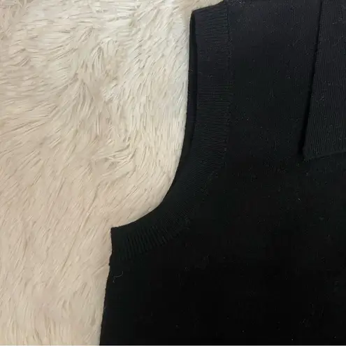 Sioni Black Sweater Vest with Metal Button Front, Collared V