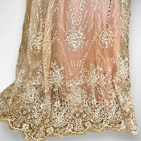 Luxxel  Rose Gold Gorgeous Gown With Tulle Overlay Sequin Embellishments |‎ NWT thumbnail 8