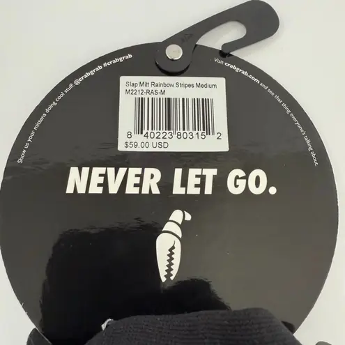 NWT CRAB GRAB Rainbow Stripes Slap Mittens White