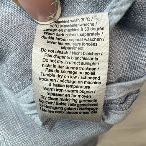 Poetry Blue 100% Linen Lightweight Blazer Jacket Sz 6 Pockets Unlined Lagenlook