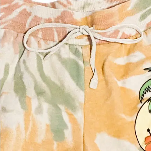 MTV Orange Tie Dye Tropical Print Graphic Fleece Shorts ~ Women's Size LARGE