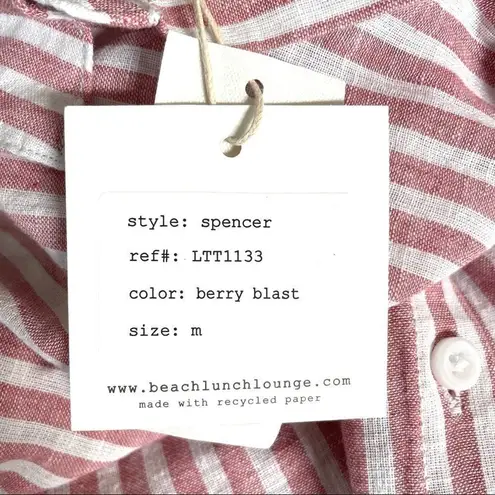 Beach Lunch Lounge Spencer pink and white button down shirt