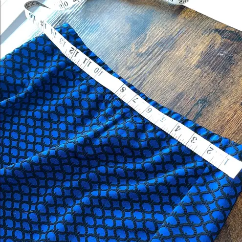 Vintage Blue Geometric Patterned Stretchy Modest Skirt Size L