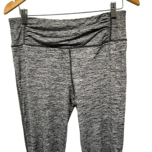 Tangerine Cropped Ruched High Waisted Moto Zipper Athletic Space Dye Leggings