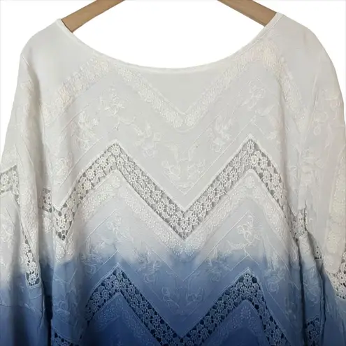 NWT Flowers of Romance Dip Dye Ombre Mini Dress in Blue White Size Medium