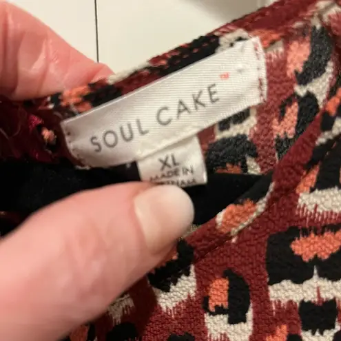 Soul Cake Tie front waist Dress w/kimono sleeves Sz XL Cheetah Print Rust color