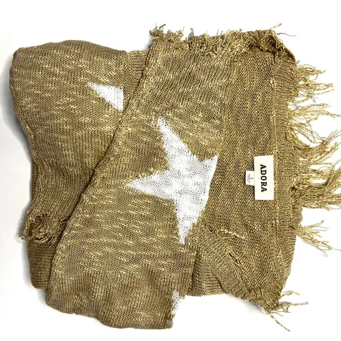 Adora Boutique Oversized Distressed Star Sweater – Size L Gold Size L