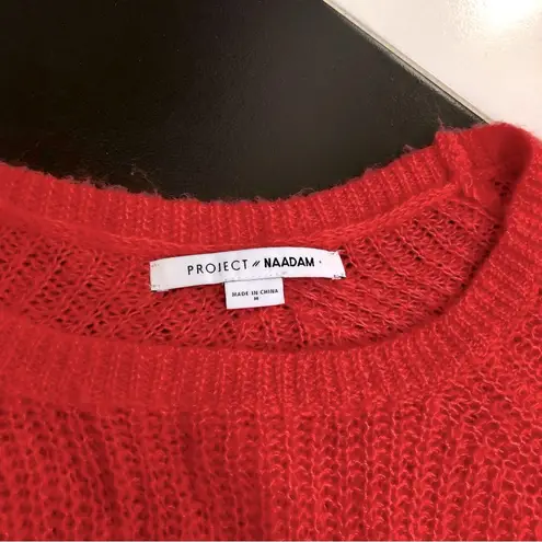 Project Nadaam Project Naadam Bell Sleeve Sweater Coral Fuzzy Bow Ties Neon Orange Pink Soft M