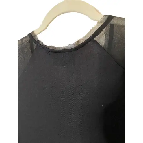 Vera Wang New Simply Vera  Black Tshirt with‎ chiffon sleeves Sz S