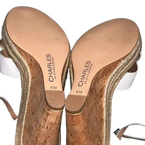 Charles David NEW Charles by White Wedge Espadrille Brit Sandals