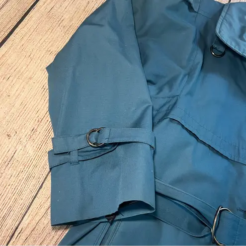 London Fog Vtg 70s Women’s 6P Blue Trench Coat USA Removable Lining Petite Belt