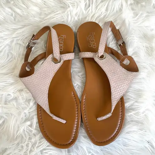 Franco Sarto Taupe Goldy Embossed Leather Thong Sandals Sz 12 Tan 11 From Alexis