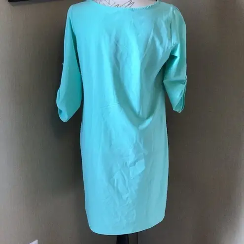 Ezra Aqua Dress Adjustable Sleeves Missing Label
