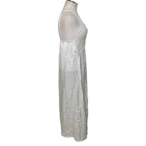 Gilligan & O'Malley Vintage Cream Satin Lace Sleeveless Maxi Slip Dress Small