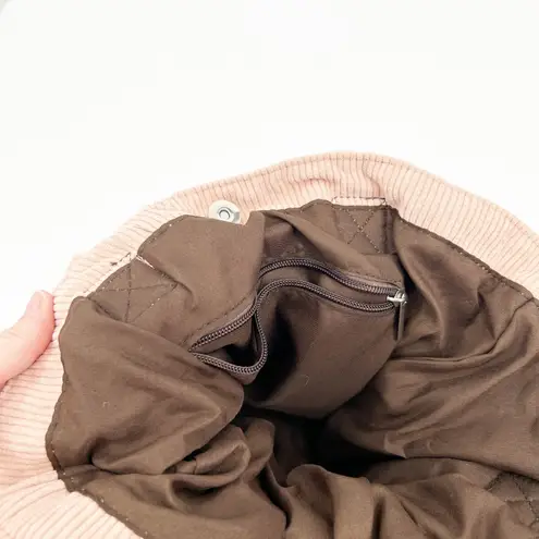 Corduroy Drawstring Tote Bag Shoulder Bag Travel Casual Lightweight Purse Blush Pink