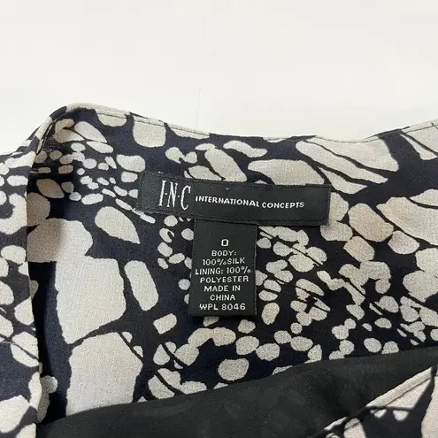 INC 100% Silk Ruffle Mini Skirt Black White Size 0 Fairy Romantic Y2K Flirty