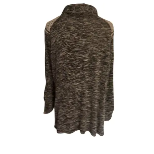 Chance or Fate Black Variegated Cowl Neck Sweater W/ Lace Detail XL Cottage Boho