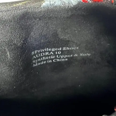 Privileged Audra Black Floral Ankle Bootie Heels Shoe Size 10