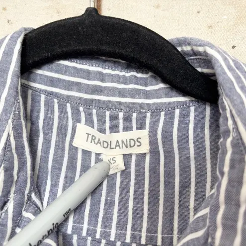 Tradlands Soleil Shirt Dress in Chambray Stripe Blue Size XS