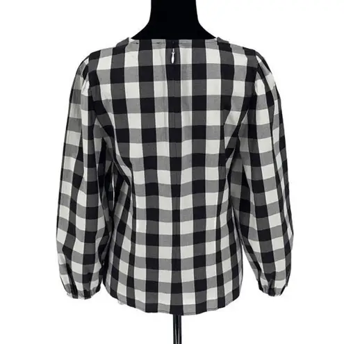 J. Crew Womens Puff Sleeve Oversized Gingham Top Black & White Size 6