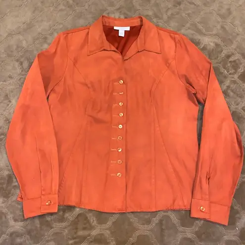 Dress Barn  button shirt with shoulder pads, orange