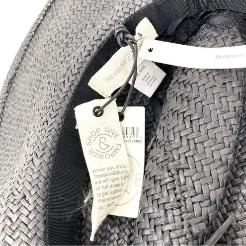 Treasure & Bond NEW Black Lace Print Straw Large Floppy Beach Boho Summer Hat