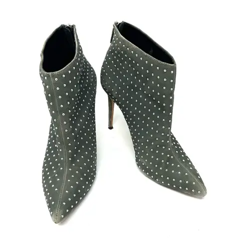 Raye  Size 7.5 Boots Gray Rhinestone Studded 4" Heel‎ Back Zip Bootie Pointed Toe - Image 1