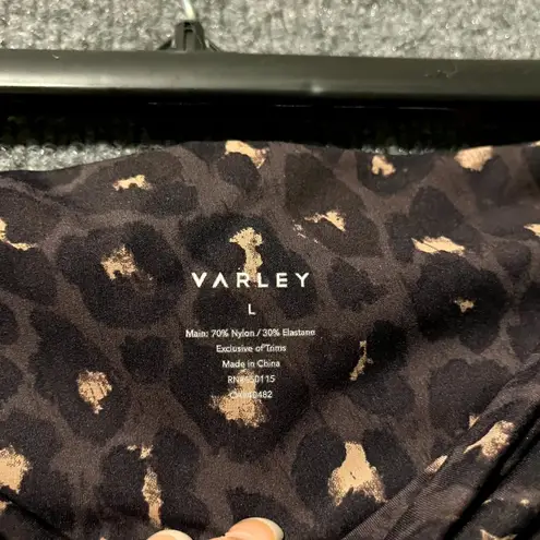 Varley Montero Cropped Leggings Womens Large Brown Leopard Print Stretch Pull-On