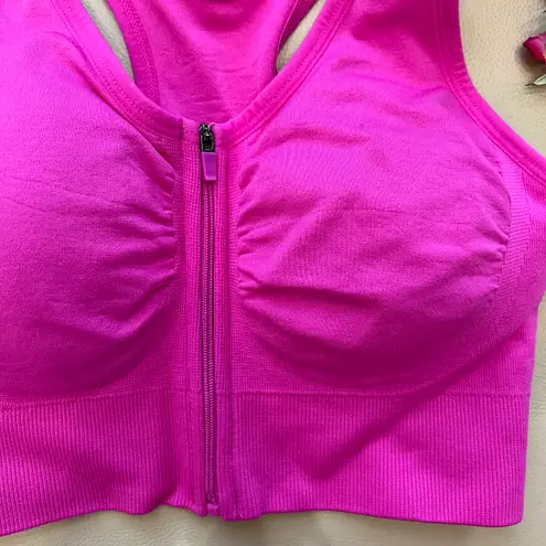 Danskin Hot Pink Zip Up Sports Bra