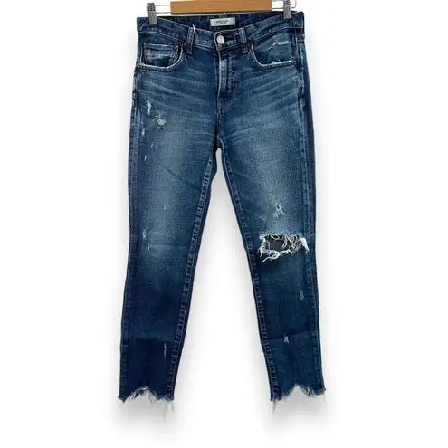 Moussy Vintage Glendele Skinny Leg Distressed Raw Hem Jeans Sz 27 Blue