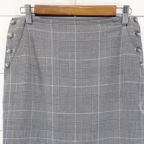 Ralph Lauren  Black Label Pencil Skirt Glen Plaid Black White Wool Silk Women 2