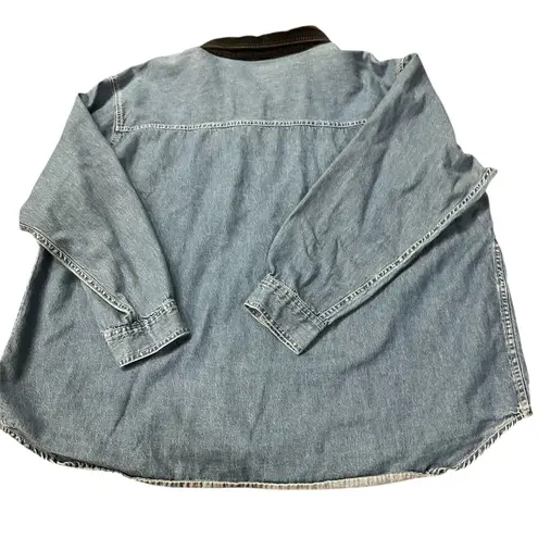 Vintage women’s nutcracker plus size 24w denim christmas button up Blue