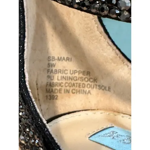 Betsey Johnson  Blue SB-Mari Dressy Heels Black Rhinestones Size 5 Wide NIB