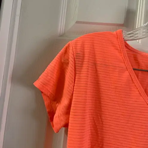 Bcg Orange V Neck Side Slit Short Sleeve T-Shirt S