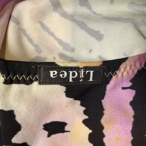 Lidea Tankini Swim Set Size 12 C Black Neon Animal Print Two Piece Resort Wear