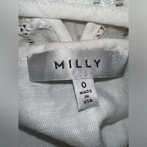 Milly Linen Blend White Crochet White Tank Top Made In USA NWOT Size 0