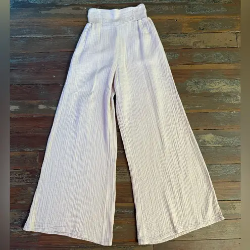 Vintage Havana Cream Wide Leg 100% Cotton Gauze Pants ~ Size Small 💚🍄