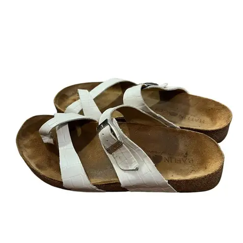 HAFLINGER Thong Sandals Juno Country White Leather Women’s Size 38 Casual Boho