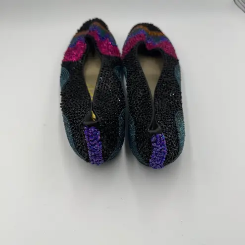 Impo Sequin Beaded Embellished Ballet Flats Colorful Slip On Shoes