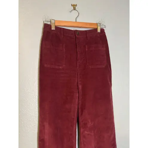 Faherty Women's Stretch Cord Wide Leg Pant Burgundy Corduroy Size 26 Boho - Image 5